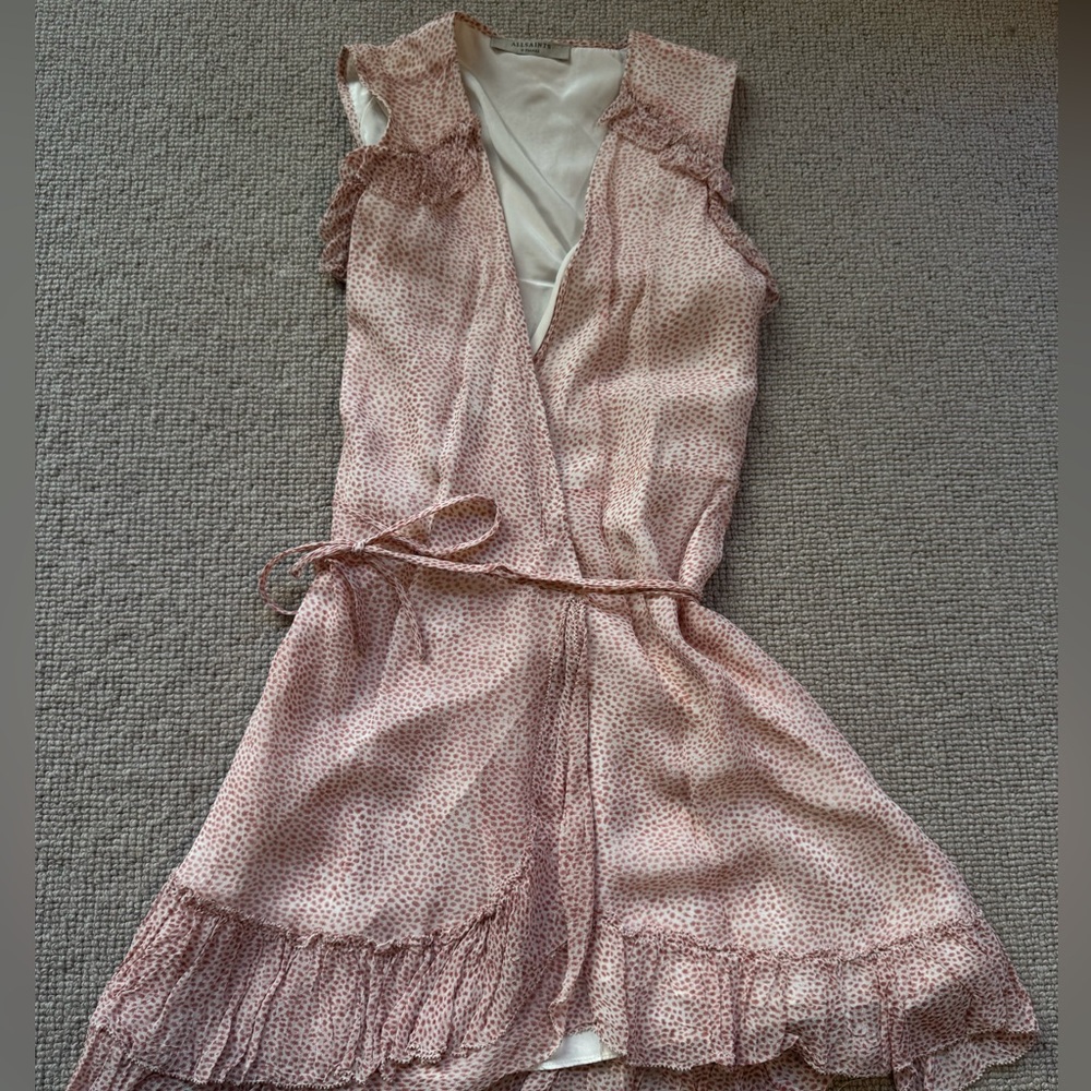 All Saints Pink Sleeveless Wrap Style Dress (Size XS)